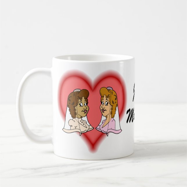 Taza De Café Pares BI-Raciales lesbianos (Izquierda)