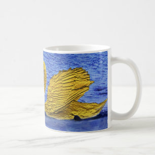 Taza De Café pares de cisnes de oro