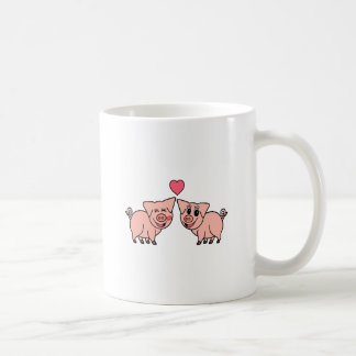 Taza De Café Pares rosados lindos del cerdo