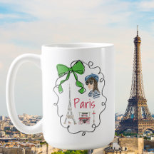 Paris Coquette Eiffel Tower Cafe Green Bow Frame