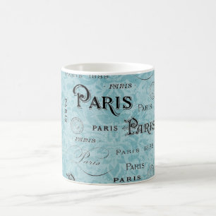 Taza De Café París Damasco azul