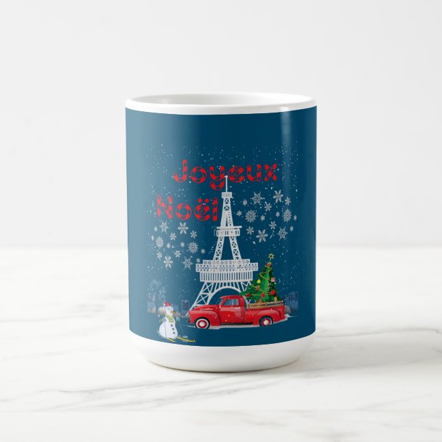 Taza De Café Paris Eiffel Tower Christmas Tree Red Truck Joyeux (Centro)