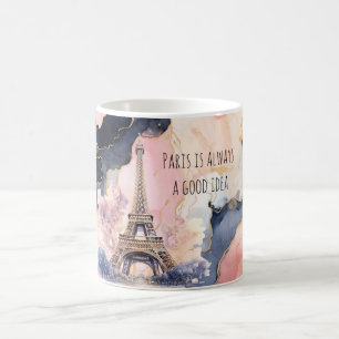 Taza De Café París es siempre una buena idea Torre Eiffel Rosas