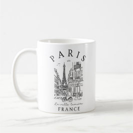 Taza De Café Paris France –  Sketch with Eiffel Tower & Café