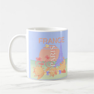 Taza De Café París, Francia, arte de viajes, Preppy, Pastel, Az