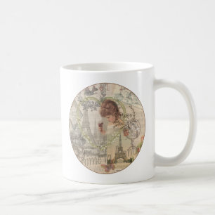 Taza De Café París Francia Chica Bonita Suave Torre Eiffel