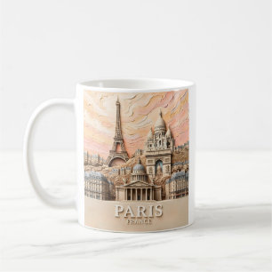 Taza De Café París Francia Europa Moderno Pastel Texturizado Vi