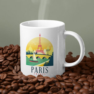 Taza De Café París Francia Viaje Antiguo  