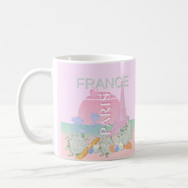 Taza De Café París, Francia, Viajes, Preppy, Pastel, Rosa (Izquierda)