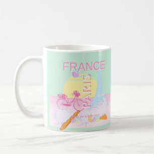 Taza De Café París, Francia, Viajes, Preppy, Pastel, Verde