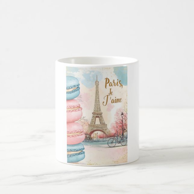 Taza De Café París, Je T'aime - Torre Eiffel con Macarones (Centro)