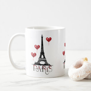 Taza De Café París, la Torre Eiffel y los globos rojos