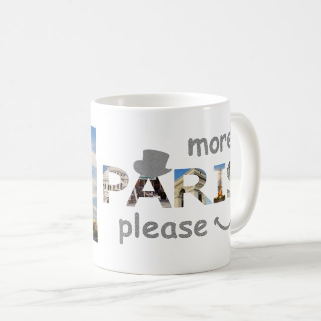 Taza De Café París Más atracciones París Por Favor Purpurina Pl (Anverso derecho)