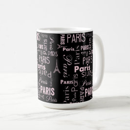 Taza De Café París rosa y negro