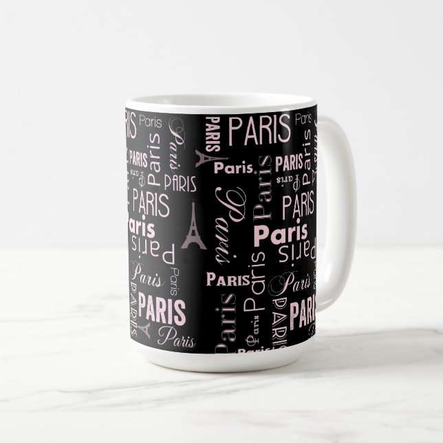 Taza De Café París rosa y negro (Anverso derecho)