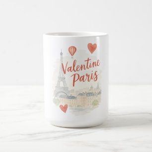Taza De Café Paris San Valentín Acuarela  – Torre Eiffel Amor 