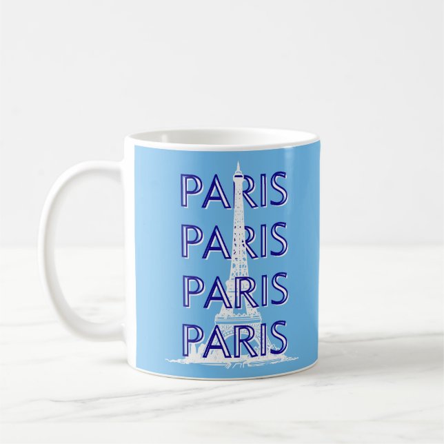 Taza De Café París Viajes Arte, Viajes, Arte Preppy, Azul (Izquierda)