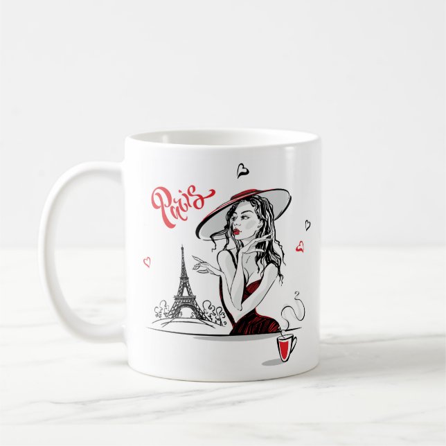 Taza De Café París y café, rojo (Izquierda)