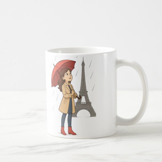 Taza De Café Parisian Wonder" – Dziewczyna z parasolką pod Wież (Derecha)