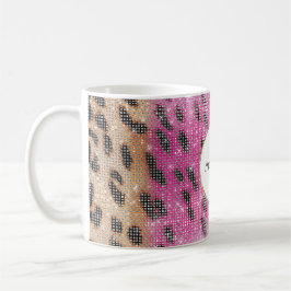 Taza De Café Parkle de animales de leopardo de crema rosa