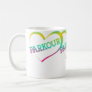 Taza De Café Parkour Free Running Traceur Chica Acuarela Corazó