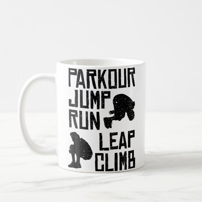 Taza De Café Parkour Shirt - Jump Run Leap Climb (Izquierda)