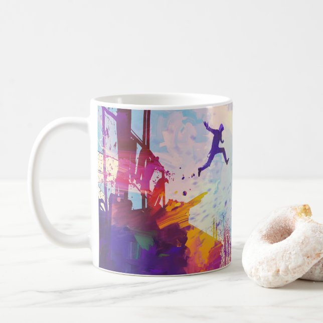 Taza De Café Parkour Urban Free Running Freestyling Moderno Art (Con donut)