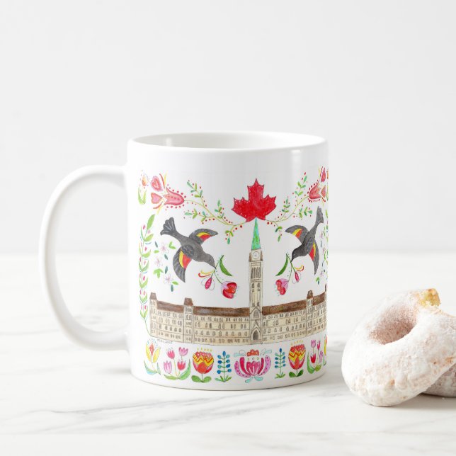 Taza De Café Parlamento Canadiense Ottawa Tulip (Con donut)