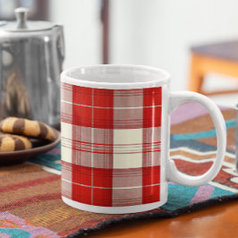 Taza De Café paro clásico tartán rojo y blanco