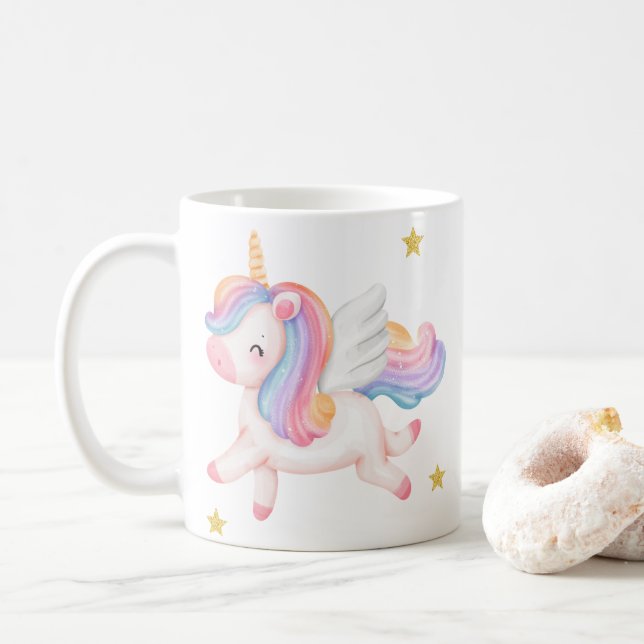 Taza De Café Paro de café de cumpleaños de Unicorn (Con donut)