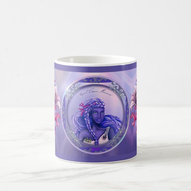 Taza De Café Paro de café morado de sirena oceánica (Centro)