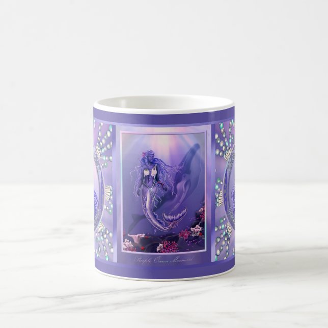 Taza De Café Paro de café morado de sirena oceánica (Centro)