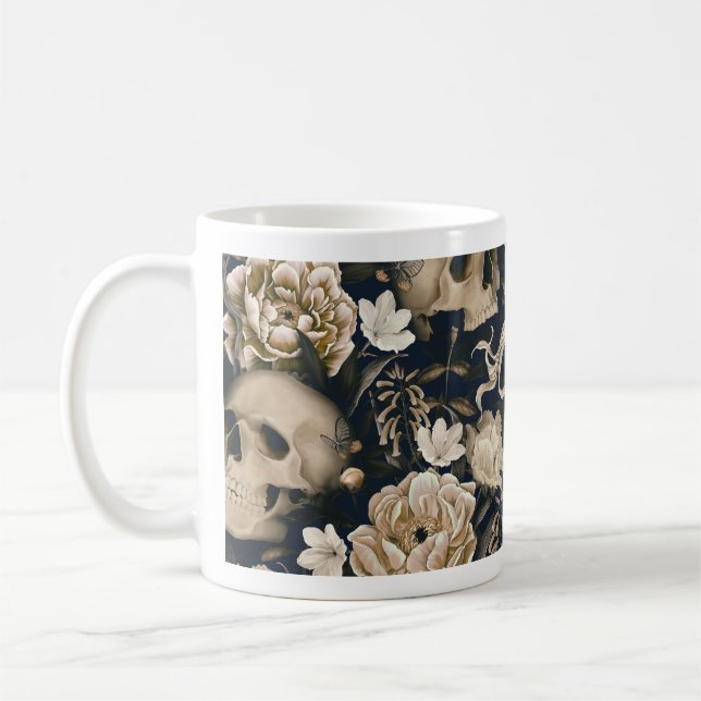 Taza De Café paro de cráneo floral (Izquierda)