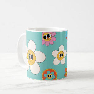 Taza De Café paro de flor retro de ilustracion crema rosa