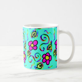 Taza De Café paro de flores de fondo azul