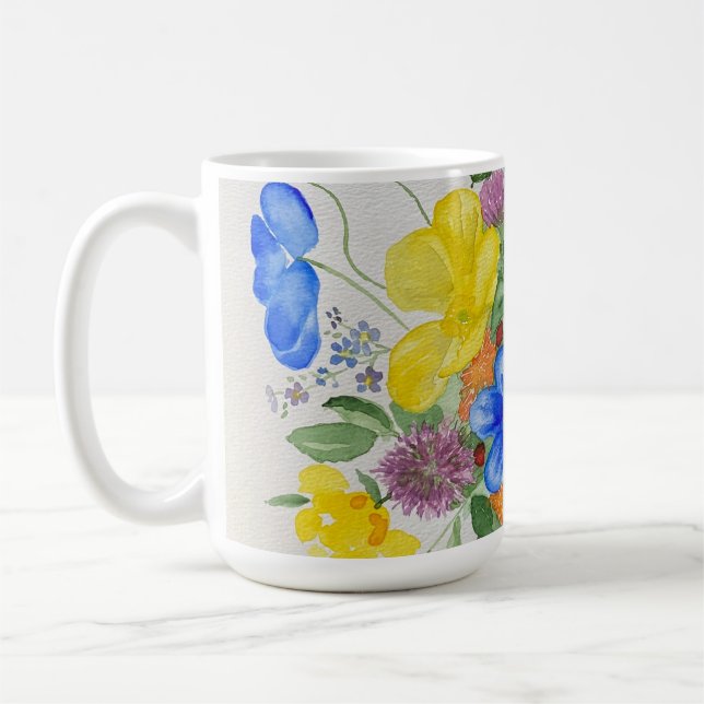 Taza De Café paro de flores silvestres pintadas (Izquierda)