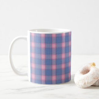 Taza De Café paro de patrón de comprobación rosa y azul