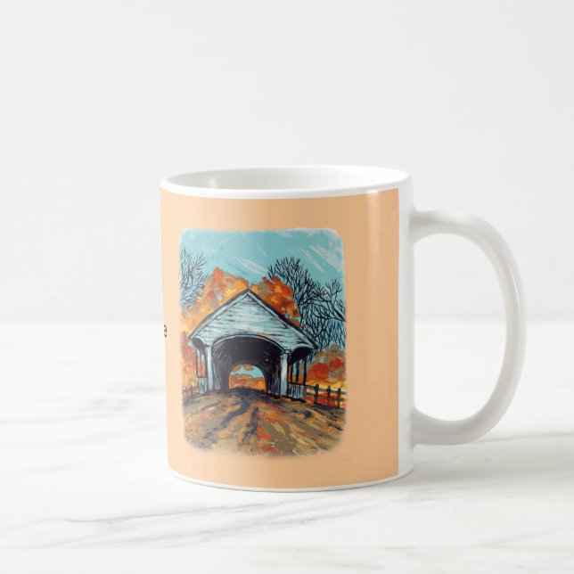 Taza De Café Paro puente cubierto de otoño (Derecha)