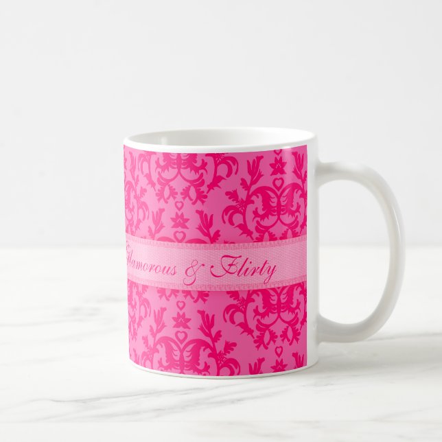 Taza De Café Paro rosa caliente de damasco glamoroso y flidoso (Derecha)
