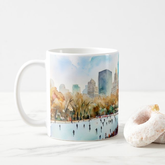 Taza De Café Parque Central de Hielo Nueva York (Con donut)
