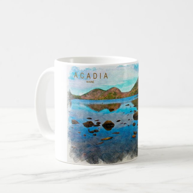 Taza De Café Parque nacional Acadia Esbozo Mug (Anverso izquierdo)