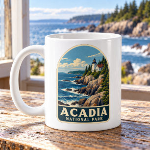 Taza De Café Parque Nacional Acadia Faro Vintage