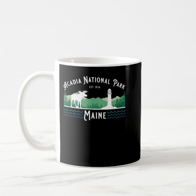 Taza De Café Parque nacional Acadia Maine Moose Lighthouse Souv (Izquierda)