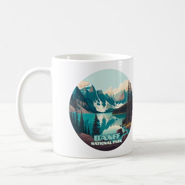 Taza De Café Parque nacional Banff Lago Moraine Retro (Izquierda)