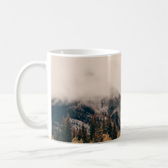 Taza De Café Parque nacional Banff, montañas nigrosas y bosque  (Izquierda)