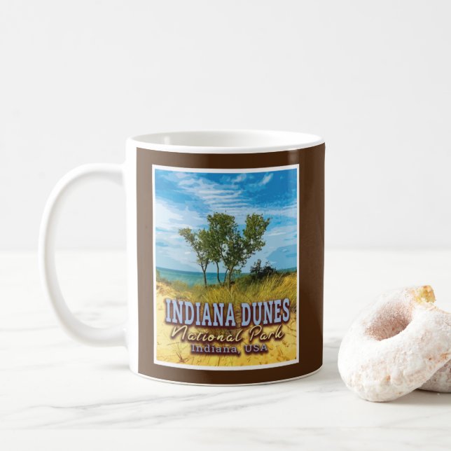 TAZA DE CAFÉ PARQUE NACIONAL DE INDIANA DUNES - INDIANA USA (Con donut)