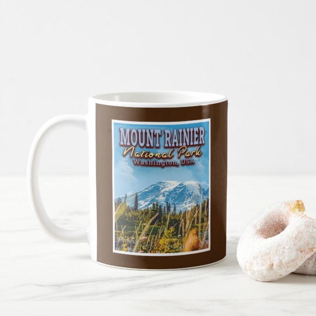 TAZA DE CAFÉ PARQUE NACIONAL DE LLUVIA DE MONTE - WASHINGTON EE (Con donut)