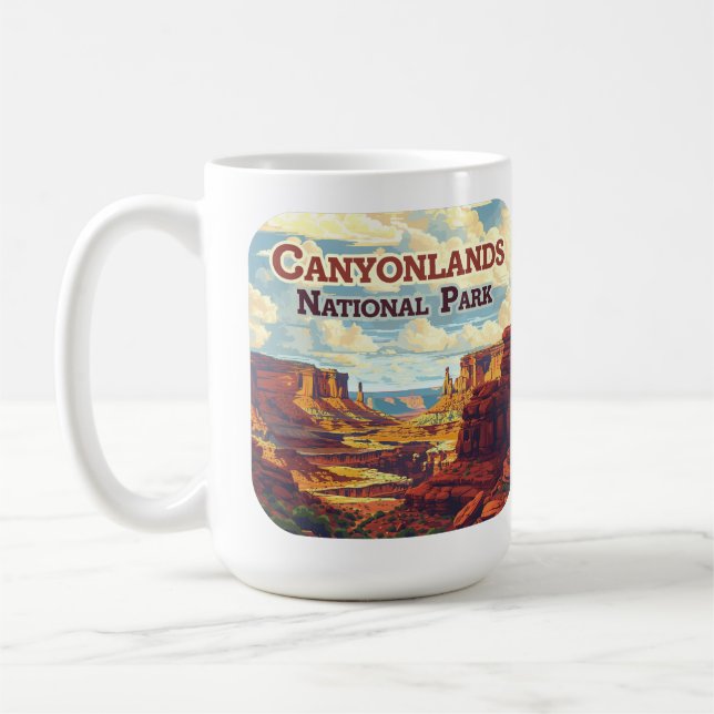 Taza De Café Parque nacional de los Cañones, Utah Moab Retro (Izquierda)