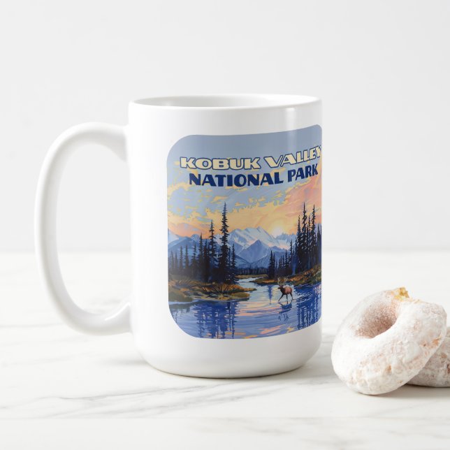 Taza De Café Parque nacional del valle de Kobuk Alaska Caribou  (Con donut)