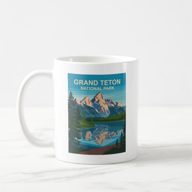 Taza De Café Parque nacional Gran Teton Paisaje Arte de viajes (Izquierda)